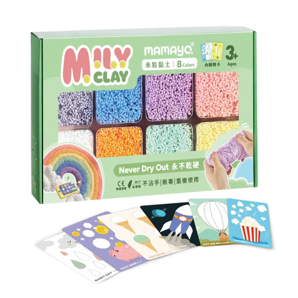 【mamayo】米粒黏土經典8色組(內含教學牌卡)