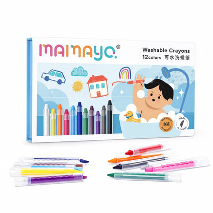 【mamayo】伸縮水洗蠟筆｜洗澡蠟筆｜浴室蠟筆 12色