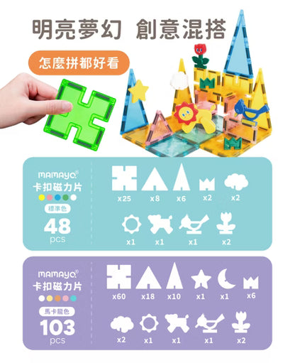 【mamayo】SnapLock™卡扣磁力片 標準透明色(48pcs)