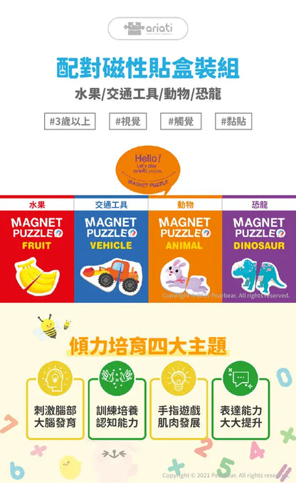 【Ariati】配對磁性貼盒裝組-水果/交通工具/動物/恐龍