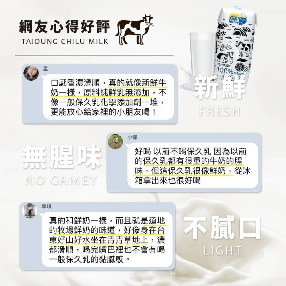 台東初鹿生乳100%保久乳 (成分無調整) （1pack6包）