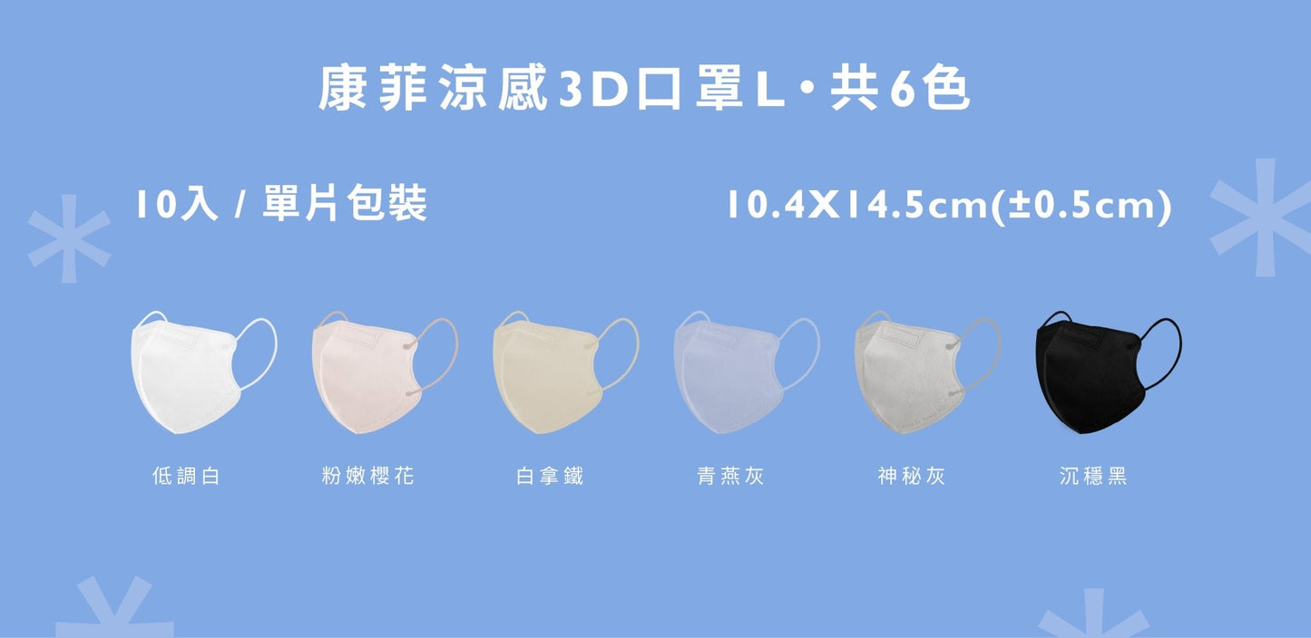 【COMFIZ】成人涼感立體醫療口罩L (10入)