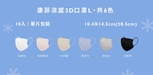 【COMFIZ】成人涼感立體醫療口罩L (10入)