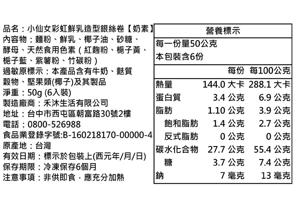 小仙女彩虹鮮乳造型銀絲卷